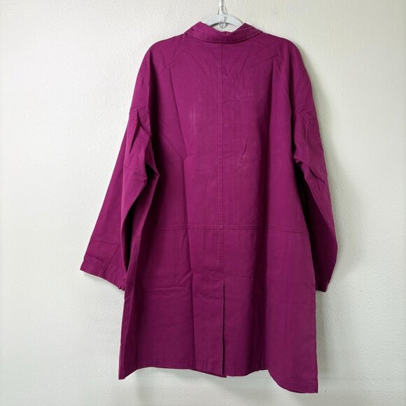 Denim & Co Button Front Trench Coat Size 2X Purple Long Sleeve A100855 NWT - Picture 3 of 13